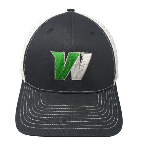 W Snapback Trucker Hat Black One Size Adjustable Mesh Back Richardson - Picture 1 of 10